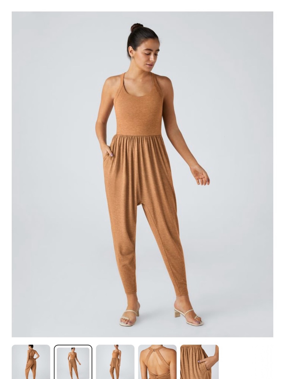 HALARA Camel Scoop-Neck Relaxed Jumpsuit NWOT